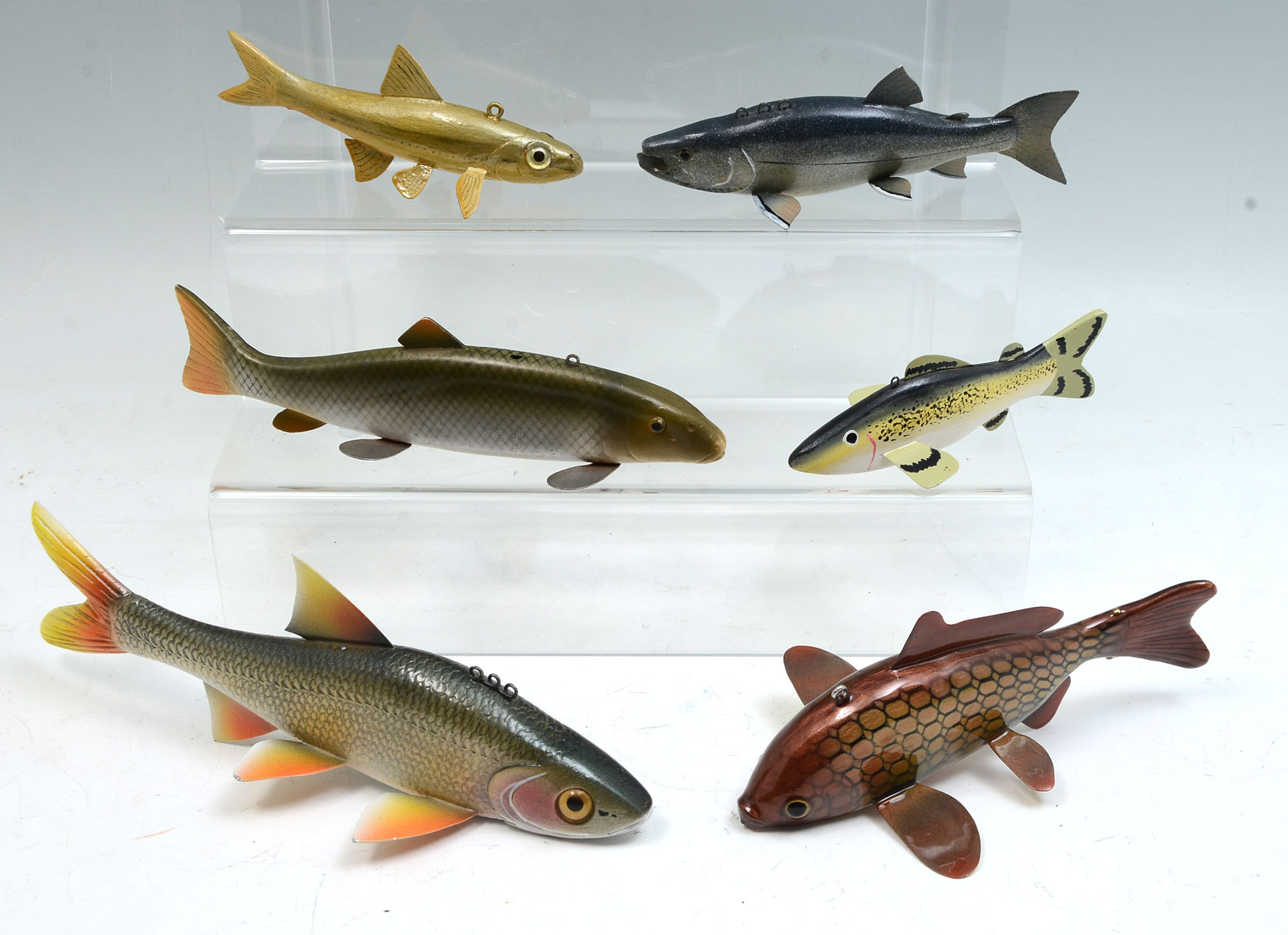 Appraisal: EXCEPTIONAL FISH DECOYS To Include Unsigned High-Gloss Hand-Painted Baitfish with