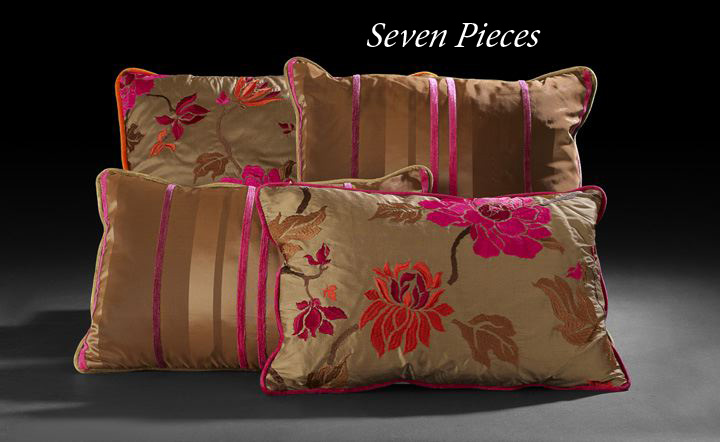 Appraisal: Group of Seven Brown and Olive Silk Pillows three with