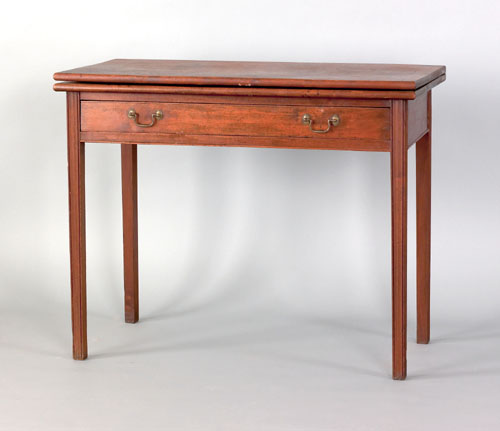 Appraisal: Pennsylvania Chippendale walnut games table late th c with a