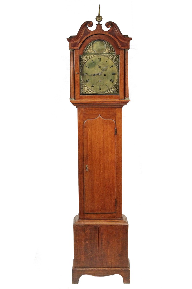 Appraisal: TALL CASE CLOCK -Circa Oak Cased with Mahogany veneer highlights