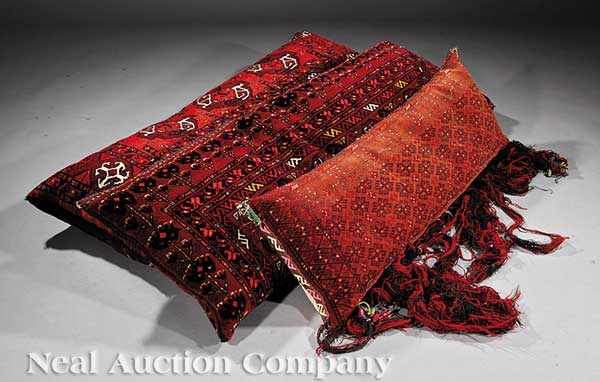 Appraisal: A Group of Three Afghan Carpet Floor Cushions with lengths