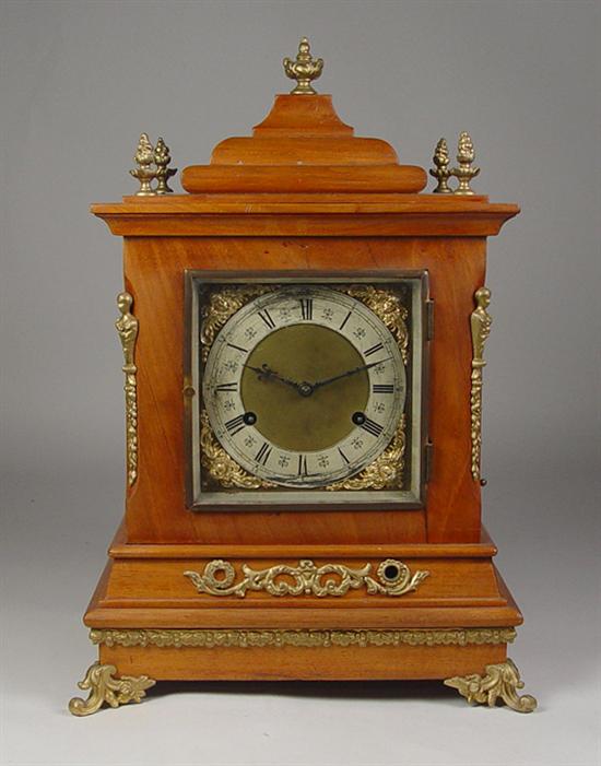 Appraisal: Cherry Bracket Clock Early th Century Brass dial with silvered