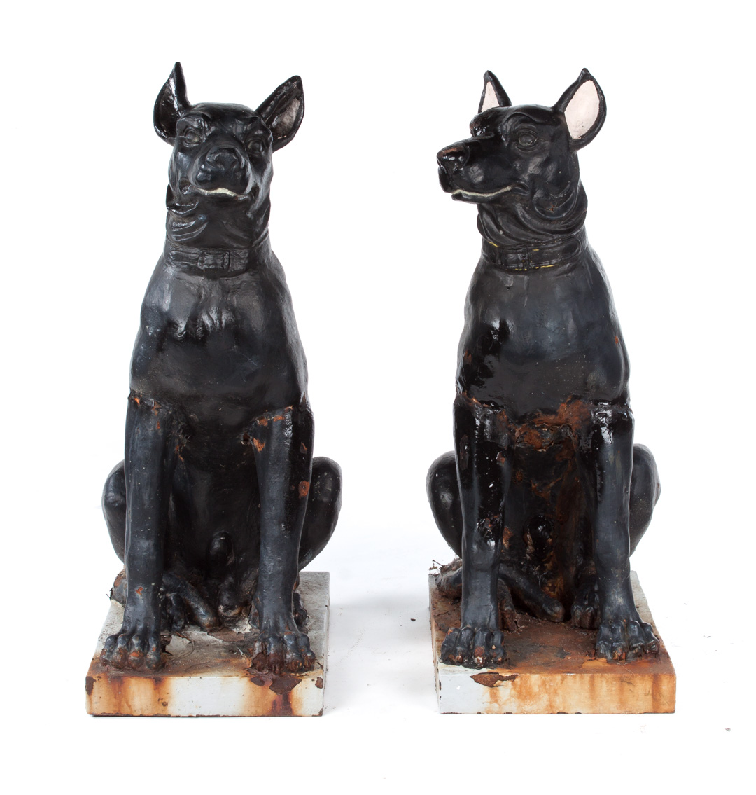 Appraisal: Pair Victorian style cast iron dogs each modeled as large