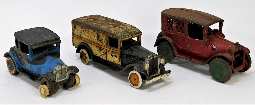 Appraisal: Antique Arcade American Cast Iron Toy Cars United States Early