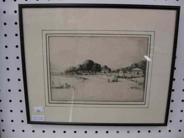 Appraisal: J Andre Smith Drypoint Etching ''Montasco Beach Connecticutt'' beach scene