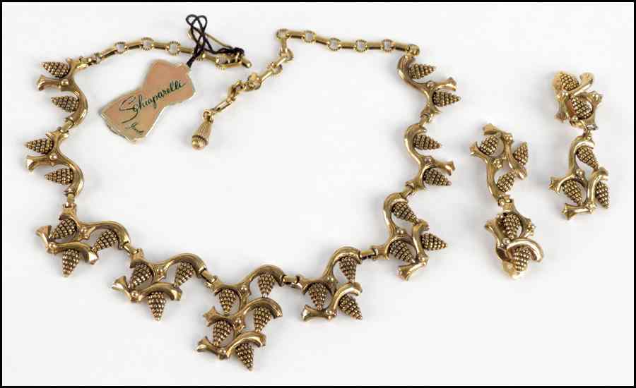 Appraisal: SCHIAPARELLI GRAPES AND VINES DEMI-PARURE Comprised of a necklace and