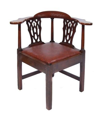 Appraisal: Two early th Century mahogany corner chairs with pierced back