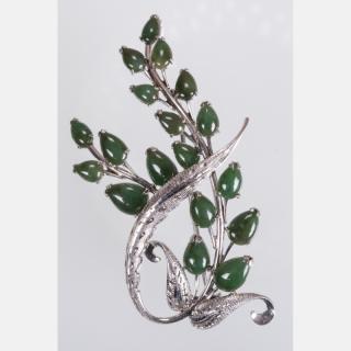 Appraisal: A kt White Gold and Emerald Brooch A kt White