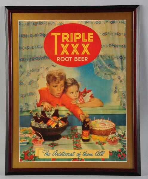 Appraisal: Cardboard Triple XXX Root Beer Poster s Matted and framed