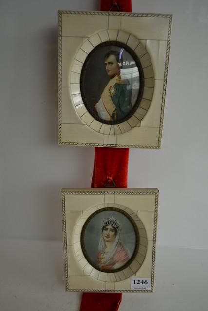 Appraisal: PAIR OF TH CENTURY HAND PAINTED PORTRAIT MINIATURES OF NAPOLEON