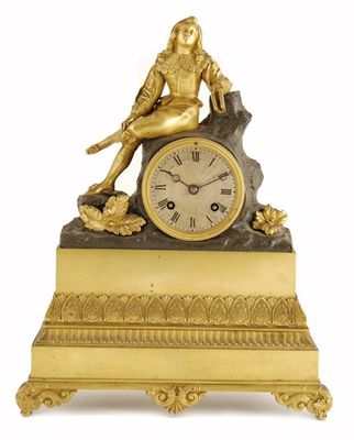 Appraisal: A th century French gilt bronze mantel clock with an