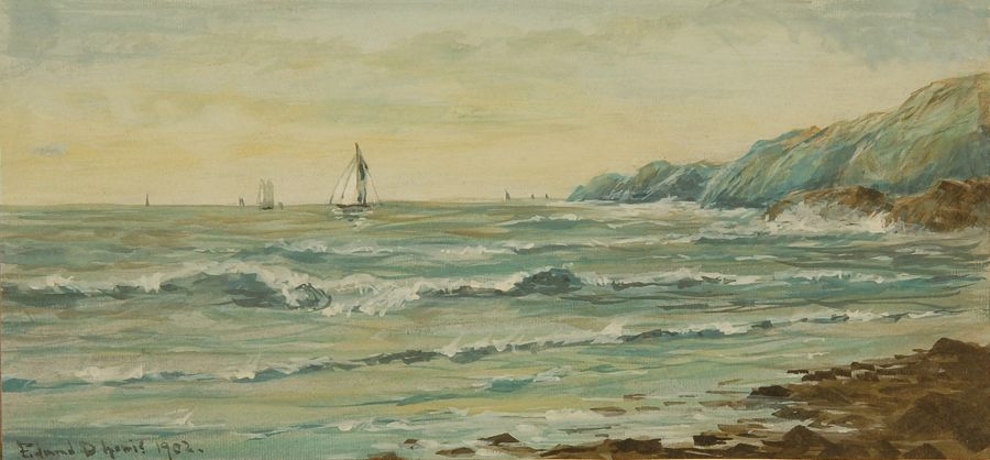 Appraisal: EDMUND DARCH LEWISAmerican - Shore scene with sailing vessels Signed