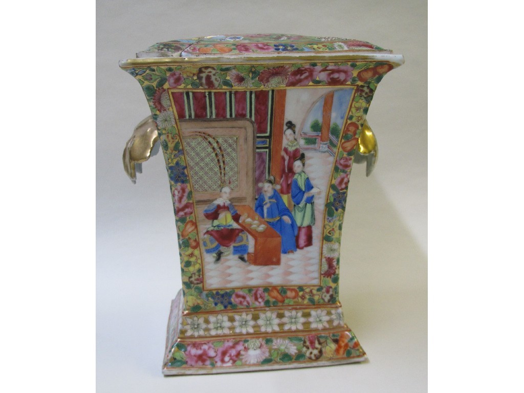 Appraisal: A Chinese export famille vase square shaped bulb holder each