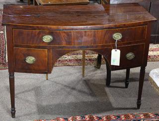 Appraisal: George III mahogany sideboard circa having a bow-front three drawer