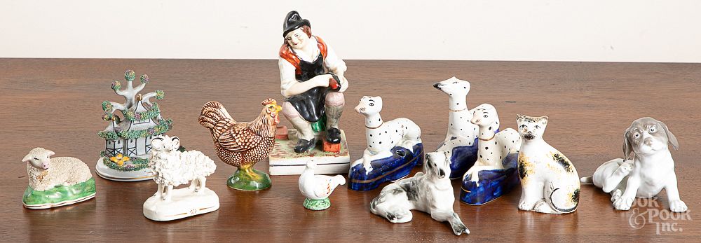 Appraisal: Staffordshire and porcelain animals and figures Staffordshire and porcelain animals