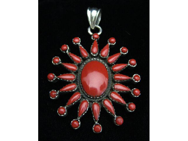 Appraisal: RED CORAL STARBURST STERLING SILVER NECKLACE