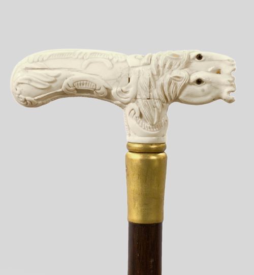 Appraisal: Good Edwardian Ivory-Handled Rosewood Walking Stick first quarter th century