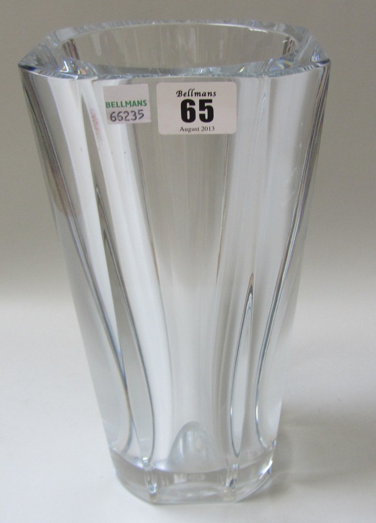 Appraisal: A Baccarat clear glass vase of canted square tapering form