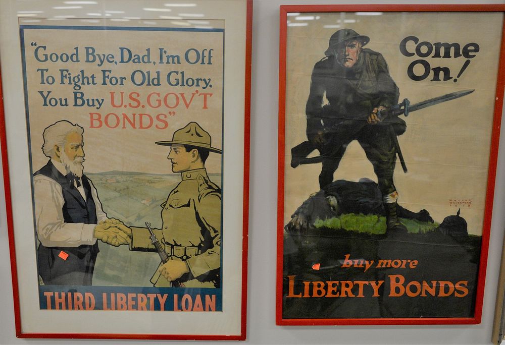 Appraisal: Group of Three Framed Propaganda War Posters to include Lead