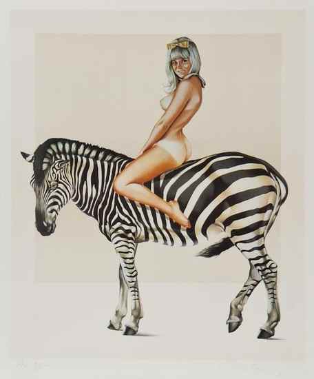 Appraisal: Mel Ramos b Zebra Girl lithograph printed in colours signed