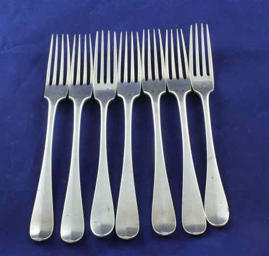 Appraisal: A matched set of seven Dutch silver table forks standard