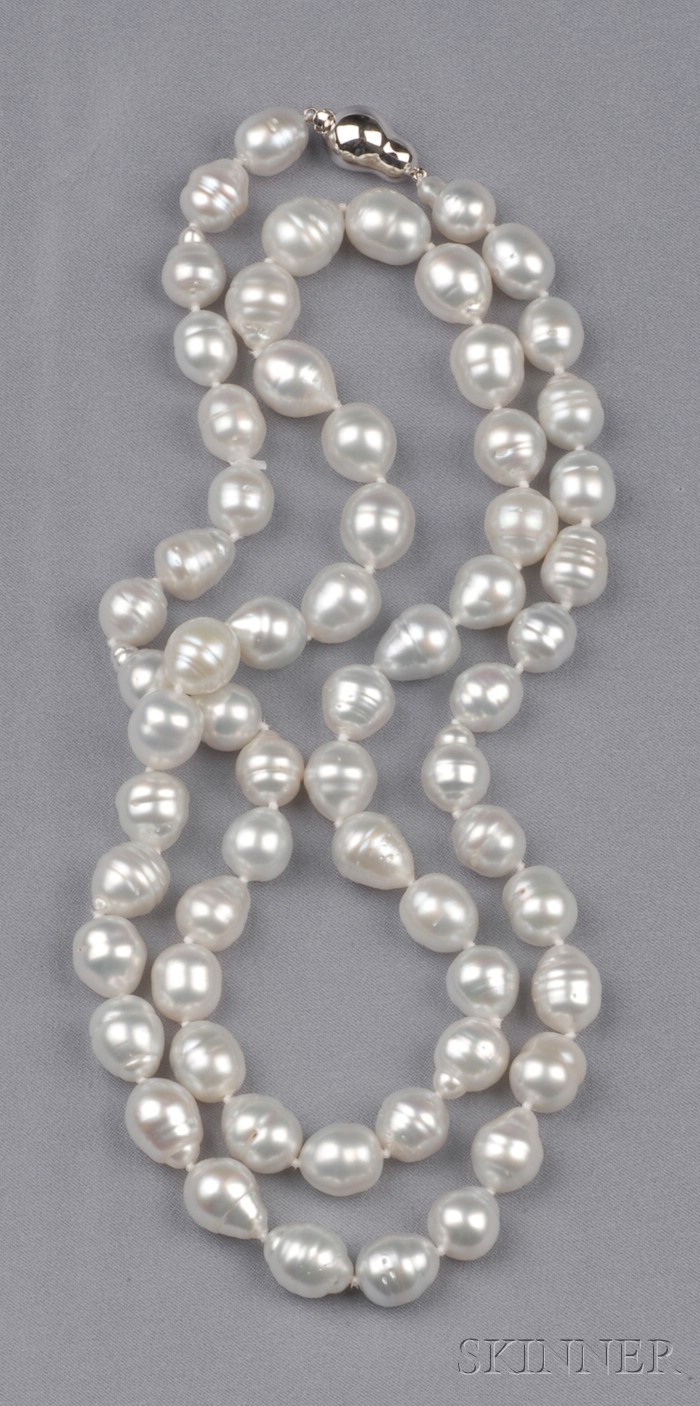 Appraisal: Baroque Pearl Necklace composed of sixty-three pearls ranging in size