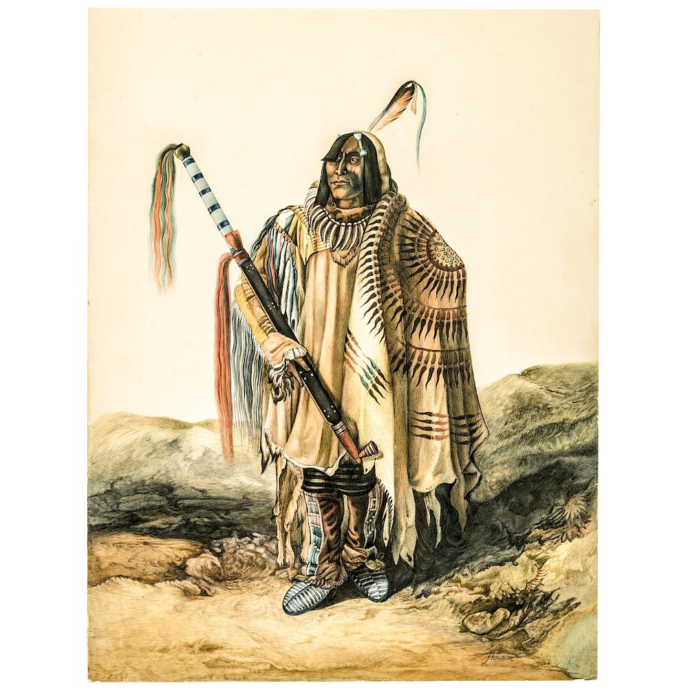 Appraisal: c PEHRISKA-RUHPA Handcolored Aquatint After Karl Bodmer by Hanumann Western