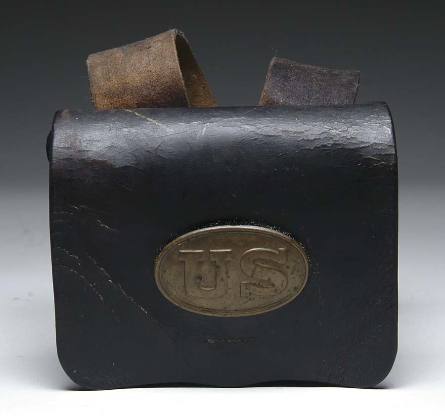 Appraisal: US CIVIL WAR CARTRIDGE BOX AND SLING Box is maker