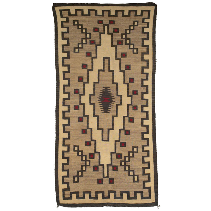 Appraisal: Navajo rug ca diamond pattern in red gray and brown