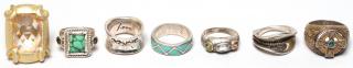 Appraisal: Group of Sterling Silver Rings Of varying styles mounting stones