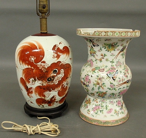 Appraisal: - Asian porcelain ginger jar converted to electricity h and