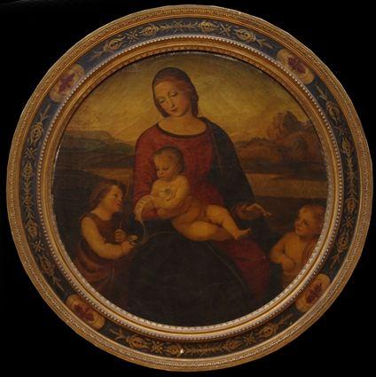 Appraisal: EUROPEAN SCHOOL MADONNA AND CHRIST CHILD Oil on canvas relined