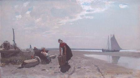 Appraisal: Konrad Alexander Muller-Kurzwelly German - Figures on the Beach Estimate