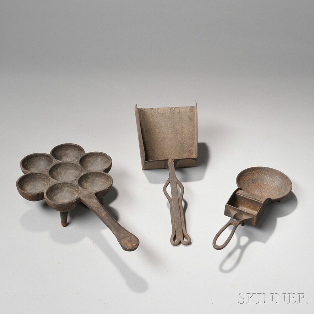 Appraisal: Three Iron Hearth Cooking Implements America late th early th