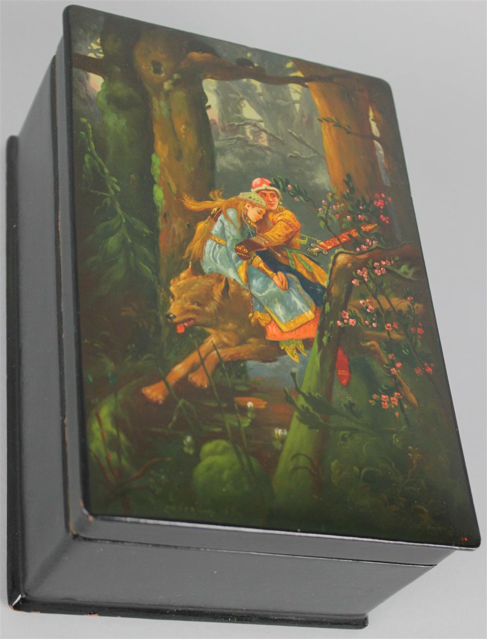 Appraisal: FEDOSKINO LARGE RUSSIAN LACQUER BOX OF THE PRINCE AND THE