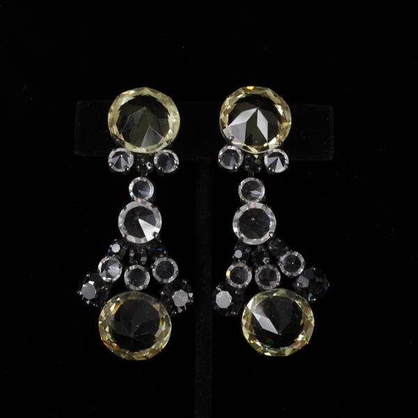 Appraisal: Schreiner Rhinestone Chandelier Clip Earrings H