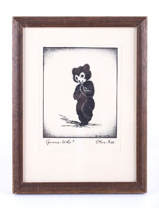 Appraisal: Olive Fell Guess Who Little Bear Cub Etching Contained in