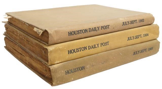 Appraisal: lot of Hardcover bound newspapers The Houston- Daily Post including