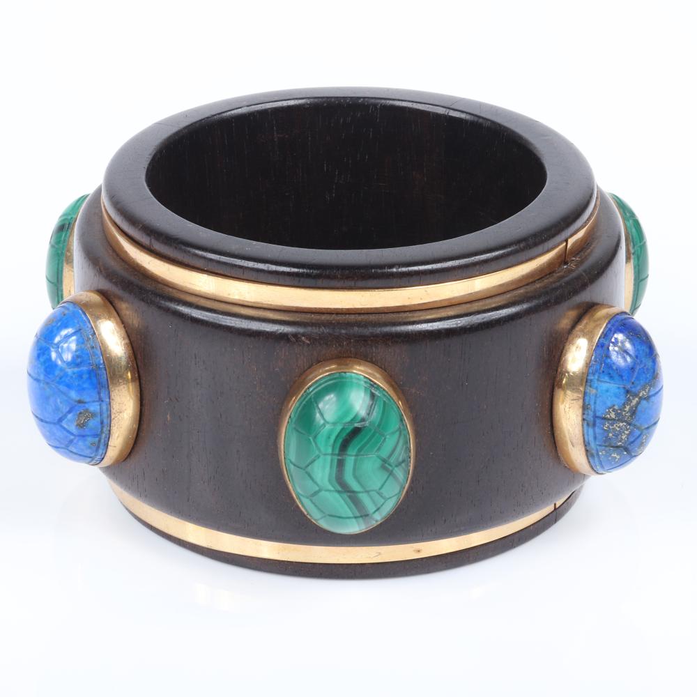 Appraisal: ISABEL CANOVAS HAUTE COUTURE DESIGNER WIDE WOODEN BANGLE BRACELET WITH