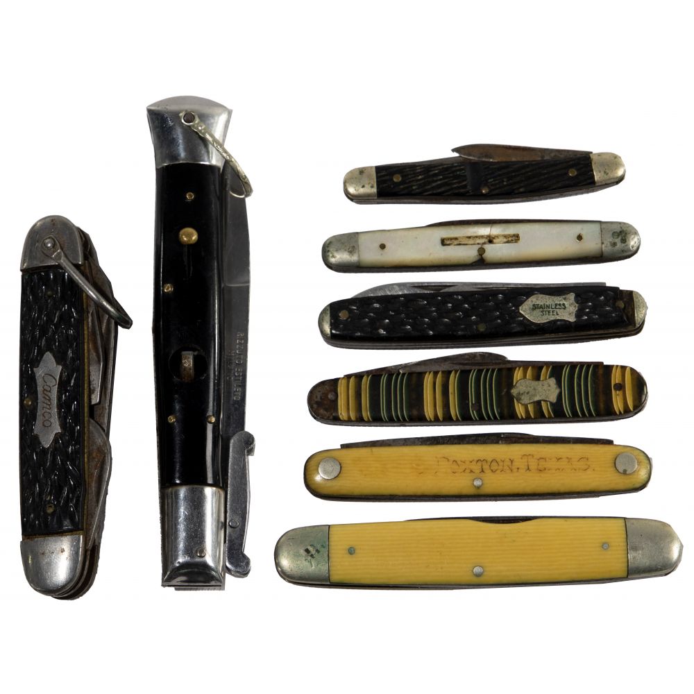 Appraisal: FOLDING KNIFE ASSORTMENT folding knives including Italian style stiletto having