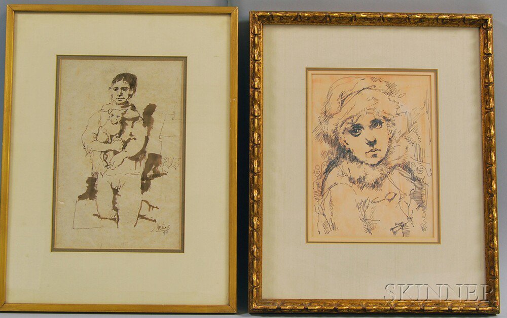 Appraisal: Conger A Metcalf American - Two Figural Drawings of a