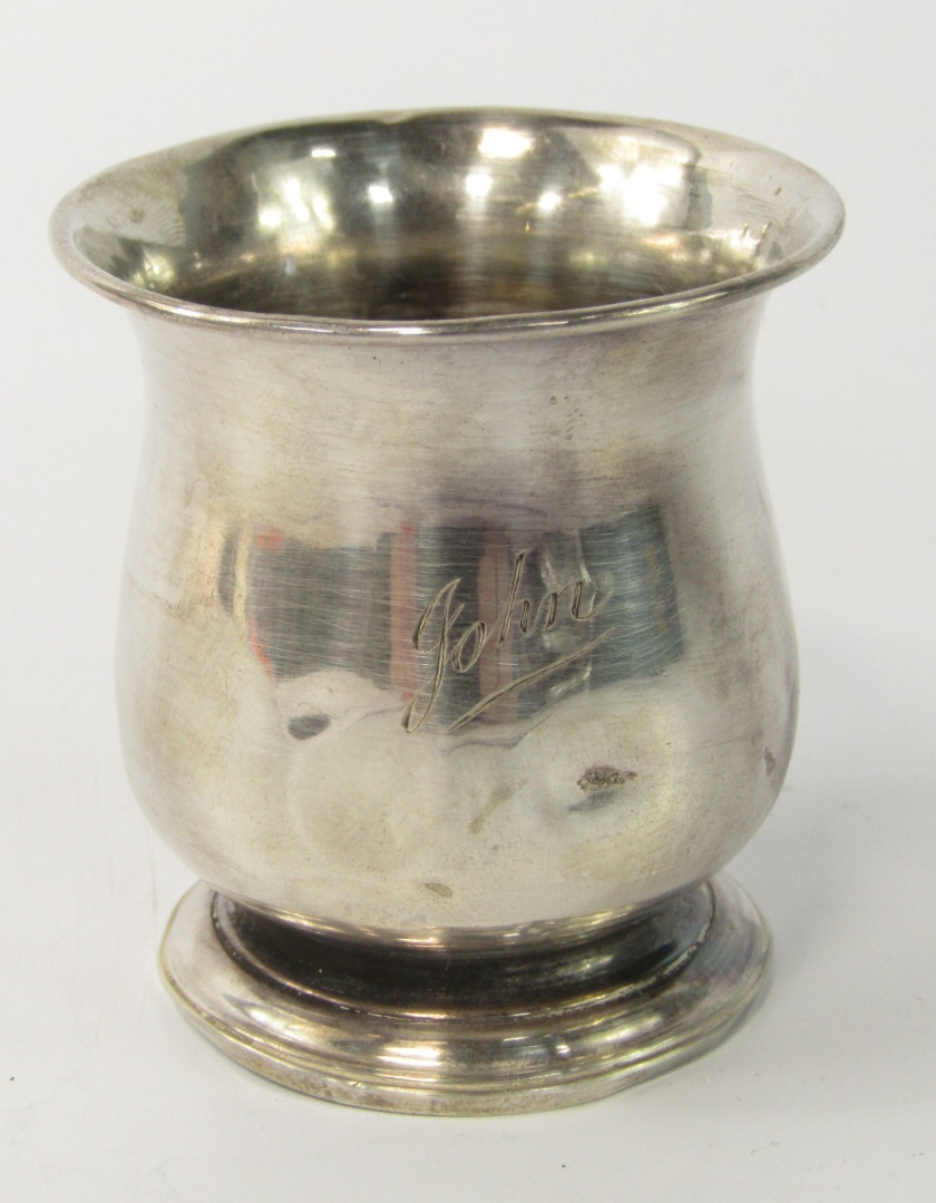 Appraisal: A George V silver cup of baluster form engraved John