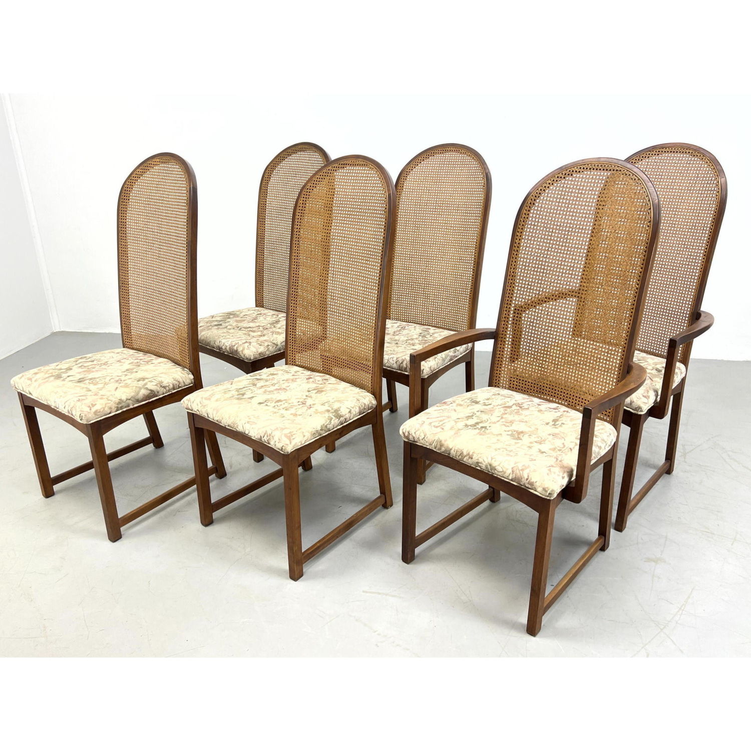 Appraisal: Set Milo Baughman Tall Back Chairs Cane Backs Dimensions H