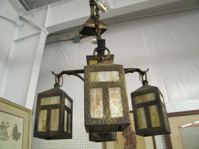 Appraisal: Arts Crafts Chandelier and sconces original labels of Biddle-Gaumer Co