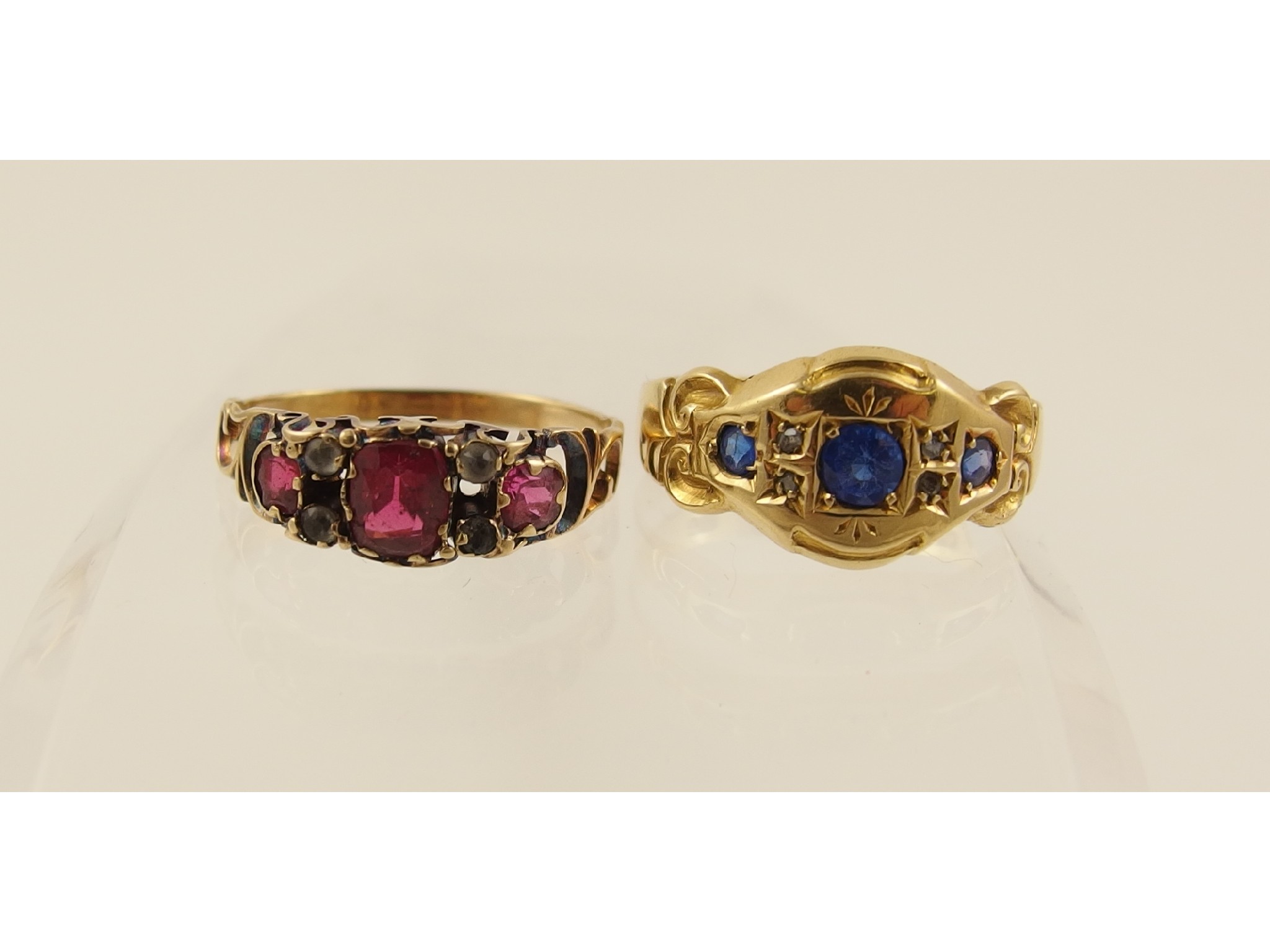 Appraisal: An ct blue gem stone and diamond Edwardian ring together