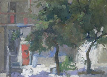 Appraisal: BRITISH SCHOOL IN THE SHADE Oil on canvas cm x