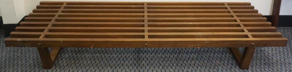 Appraisal: MID-CENTURY MODERN TEAK SLAT BENCH X X IN X X