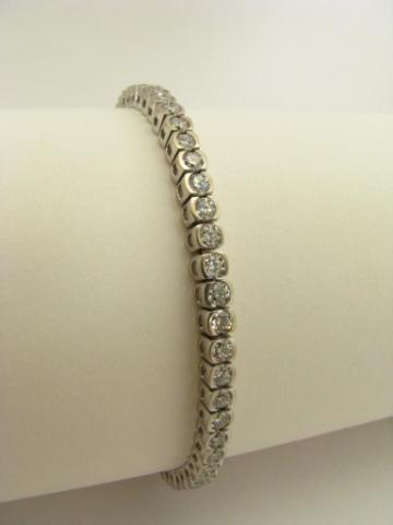 Appraisal: K White Gold Half Bezel Set Diamond Designer Line Bracelet