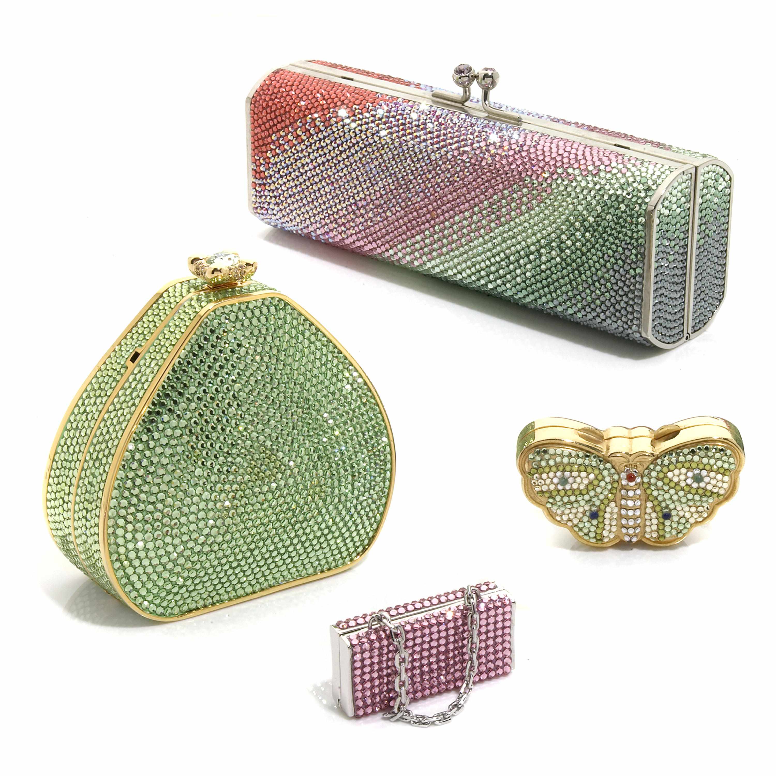 Appraisal: A collection of two crystal purses together with two accessories