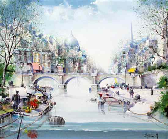 Appraisal: Jorge Aquillar oil on canvas La Seine Paris signed x